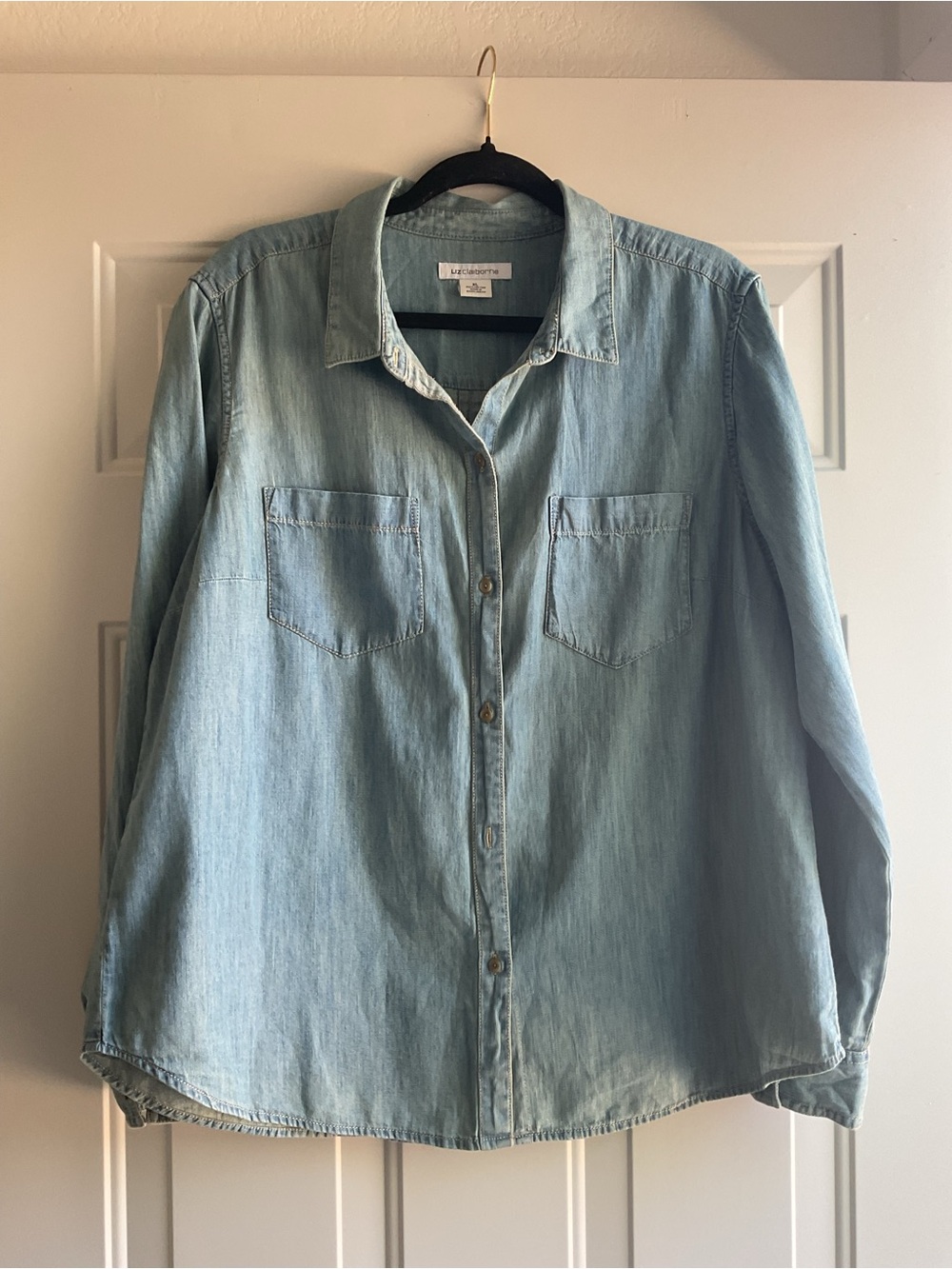 Liz Claiborne Light Blue Denim Button-Down Shirt